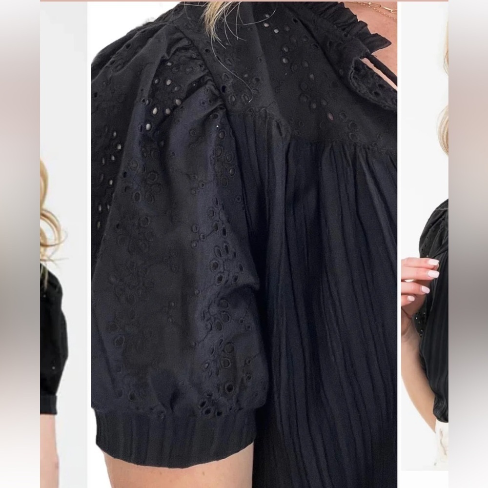 THML Women’s Top Puff sSeeves, Eyelet Embroidery Details - Picture 2 of 7